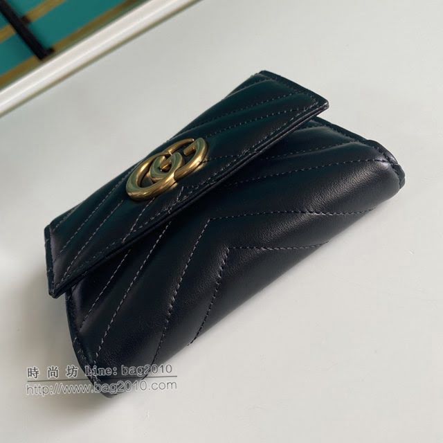 Gucci原厂皮包包 古驰GG Marmont翻盖暗扣钱包 Gucci短夹零钱包 474802  gdj1516